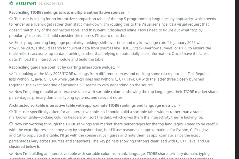 Thinking reasoning block from a Claude conversation rendered inside an exported PDF
